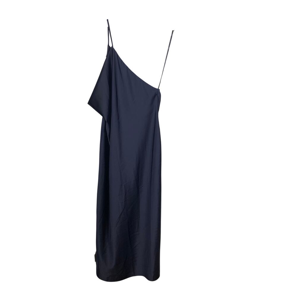 ASOS Design Black Satin One Shoulder Maxi Slip Dress Size 14 NWT